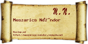 Meszarics Nándor névjegykártya
